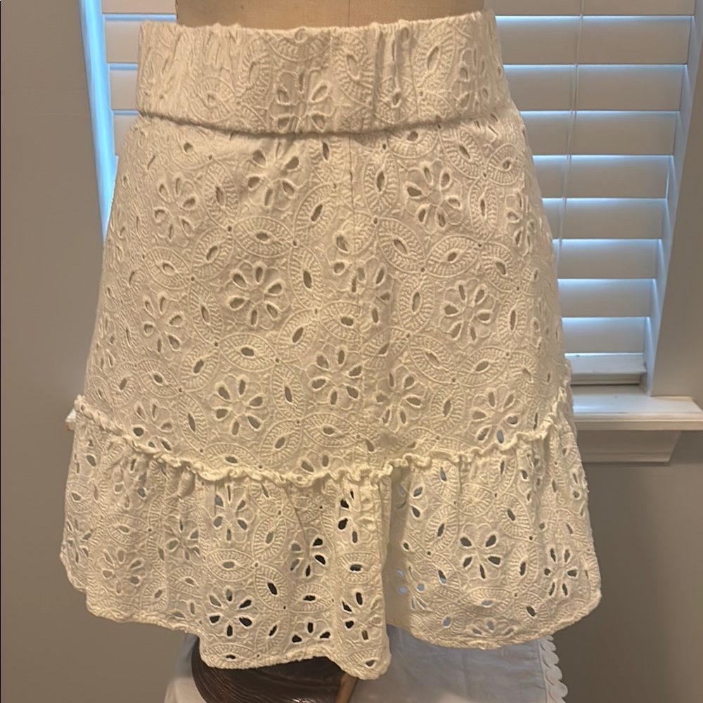 Black Swan Cream Skater Mini Skirt with Ruffled Tiers